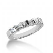 14K Gold Diamond Anniversary Wedding Ring 3 Round Brilliant, 2 Straight Baguette Diamonds 0.48ctw 194WR148914K
