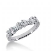 14K Gold Diamond Anniversary Wedding Ring 12 Round Brilliant, 2 Straight Baguette Diamonds 0.48ctw 195WR159714K