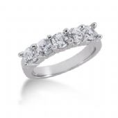14K Gold Diamond Anniversary Wedding Ring 5 Round Brilliant Diamonds 1.25ctw 196WR13514K