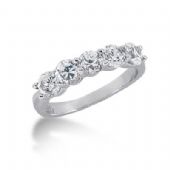 14K Gold Diamond Anniversary Wedding Ring 5 Round Brilliant Diamonds 1.50ctw 198WR61514K