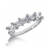 14K Gold Diamond Anniversary Wedding Ring 12 Round Brilliant, 5 Oval Shaped Diamonds 1.37ctw 204WR38614K