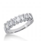 14K Gold Diamond Anniversary Wedding Ring 7 Straight Baguette Diamonds 1.19ctw 219WR100914K