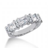 14K Gold Diamond Anniversary Wedding Ring 3 Princess Cut, 8 Round Brilliant Diamonds 1.90ctw 226WR103014K