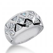 14K Gold Diamond Anniversary Wedding Ring, 8 Trillion Shape, 5 Princess Cut Diamonds 1.65ctw 233WR105414K