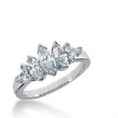 14K Gold Diamond Anniversary Wedding Ring 3 Marquise Shaped, 2 Trillion Shaped Diamonds 0.90ctw 234WR106914K