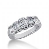 14k Gold Diamond Anniversary Wedding Ring 5 Emerald Cut Diamonds 1.65ctw 240WR108314K