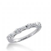14K Gold Diamond Anniversary Wedding Ring 4 Round Brilliant, 3 Straight Baguette Diamonds 0.45ctw 255WR111614K