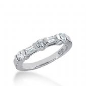14K Gold Diamond Anniversary Wedding Ring 3 Round Brilliant, 2 Straight Baguette Diamonds 0.56ctw 256WR111714K