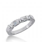 14K Gold Diamond Anniversary Wedding Ring 3 Round Brilliant, 4 Straight Baguette Diamonds 0.58ctw 257WR111814K