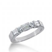 14K Gold Diamond Anniversary Wedding Ring 2 Round Brilliant, 6 Straight Baguette Diamonds 0.64ctw 258WR111914K