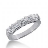 14K Gold Diamond Anniversary Wedding Ring 3 Round Brilliant, 4 Straight Baguette Diamonds 1.00ctw 259WR112014K