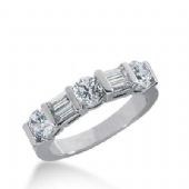14K Gold Diamond Anniversary Wedding Ring 3 Round Brilliant, 4 Straight Baguette Diamonds 1.26ctw 260WR112114K