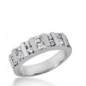 14K Gold Diamond Anniversary Wedding Ring 8 Round Brilliant, 6 Straight Baguette Diamonds 0.88ctw 261WR112214K