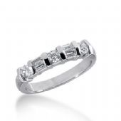 14k Gold Diamond Anniversary Wedding Ring 3 Round Brilliant, 4 Straight Baguette Diamonds 0.58ctw 262WR112314K