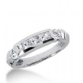 14k Gold Diamond Anniversary Wedding Ring 4 Princess Cut, 2 Round Brilliant Diamonds 1.18ctw 287WR133214K