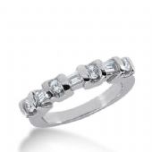 14k Gold Diamond Anniversary Wedding Ring 4 Round Brilliant, 3 Straight Baguette Diamonds 0.52ctw 292WR133714K