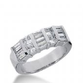 14k Gold Diamond Anniversary Wedding Ring 4 Princess Cut, 12 Straight Baguette Diamonds 1.28ctw 296WR134214K