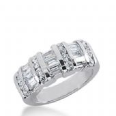 14k Gold Diamond Anniversary Wedding Ring 16 Round Brilliant, 9 Straight Baguette Diamonds 1.46ctw 297WR134314K
