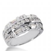 14k Gold Diamond Anniversary Wedding Ring 21 Round Brilliant, 8 Straight Baguette Diamonds 1.95ctw 298WR134414K