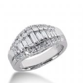 14k Gold Diamond Anniversary Wedding Ring 22 Round Brilliant, 13 Straight Baguette Diamonds 1.03ctw 309WR135714K