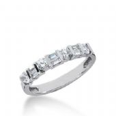 14k Gold Diamond Anniversary Wedding Ring 4 Round Brilliant, 6 Straight Baguette Diamonds 0.64ctw 322WR141514K