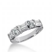 14k Gold Diamond Anniversary Wedding Ring 2 Round Brilliant, 6 Straight Baguette Diamonds 1.26ctw 324WR141714K