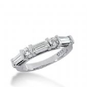 14k Gold Diamond Anniversary Wedding Ring 2 Round Brilliant, 1 Straight Baguette, 2 Tapered Baguette Diamonds 1.04ctw 330WR144514K