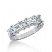 14k Gold Diamond Anniversary Rings Wedding Ring 3 Round Brilliant, 2 Straight Baguette Diamonds 1.56ctw 331WR144714K