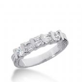 14k Gold Diamond Anniversary Wedding Ring 2 Round Brilliant, 6 Straight Baguette Diamonds 0.66ctw 335WR147314K
