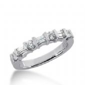 14k Gold Diamond Anniversary Wedding Ring 4 Round Brilliant, 3 Straight Baguette Diamonds 0.62ctw 342WR149214K