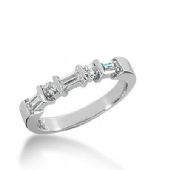 14k Gold Diamond Anniversary Wedding Ring 3 Round Brilliant, 4 Straight Baguette Diamonds 0.53ctw 343WR149414K