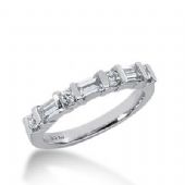 14k Gold Diamond Anniversary Wedding Ring 4 Round Brilliant, 3 Straight Baguette Diamonds 0.60ctw 344WR149514K