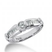 14k Gold Diamond Anniversary Wedding Ring 3 Round Brilliant, 12 Straight Baguette Diamonds 0.99ctw 346WR149714K
