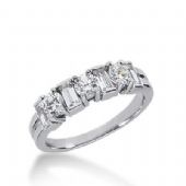 14k Gold Diamond Anniversary Wedding Ring 3 Round Brilliant, 4 Straight Baguette Diamonds 1.08ctw 348WR150014K