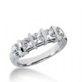 14k Gold Diamond Anniversary Wedding Ring 3 Princess Cut, 2 Round Brilliant Diamonds 1.70ctw 367WR152814K