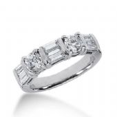 14k Gold Diamond Anniversary Wedding Ring 2 Round Brilliant, 9 Straight Baguette Diamonds 1.42ctw 381WR157014K