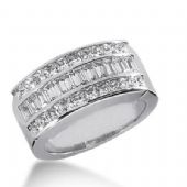 14k Diamond Anniversary Ring Princess Cut and Straight Baguette Diamonds 2.52ctw 393WR164614K