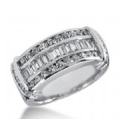 14k Gold Diamond Anniversary Wedding Ring 28 Round Brilliant, 12 Straight Baguette Diamonds 1.16ctw 395WR164814K