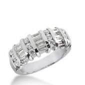 14k Gold Diamond Anniversary Wedding Ring 12 Round Brilliant, 9 Straight Baguette Diamonds 1.20ctw 396WR164914K