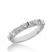 14k Gold Diamond Anniversary Wedding Ring  3 Round Stone, 4 Straight Baguette Diamonds Total 0.94ctw 404WR166814K