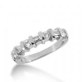 14k Gold Diamond Anniversary Wedding Ring  4 Round Stone, 3 Straight Baguette Diamonds Total 0.72ctw 405WR166914K