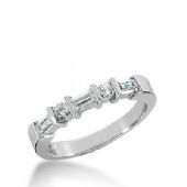 14k Gold Diamond Anniversary Wedding Ring 2 Round Brilliant Diamonds, 3 Straight Baguette Total 0.50ctw 419WR172914K