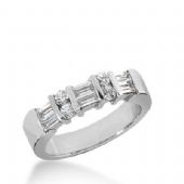 14k Gold Diamond Anniversary Wedding Ring 4 Round Brilliant, 6 Straight Baguette Diamonds Total 0.62ctw 420WR173014K
