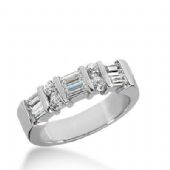 14k Gold Diamond Anniversary Wedding Ring  4 Round Brilliant Diamonds, 6 Straight Baguette Total 1.00ctw 421WR173114K