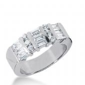 14k Gold Diamond Anniversary Wedding Ring 6 Round Brilliant Diamonds, 9 Straight Baguette Total 1.11ctw 422WR173214K