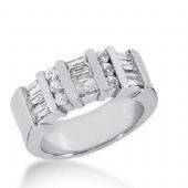 14k Gold Diamond Anniversary Wedding Ring 6 Round Brilliant, 9 Straight Baguette Diamonds Total 1.32ctw 423WR173314K