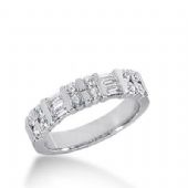 14k Gold Diamond Anniversary Wedding Ring 12 Round Brilliant, 4 Straight Baguette Stones Total 0.70ctw 442WR180114k