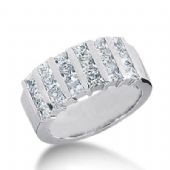 14k Gold Diamond Anniversary Wedding Ring 18 Princess Cut Stones Total 2.52ctw 444WR180314k