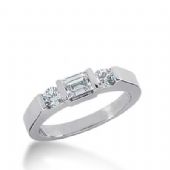 14k Gold Diamond Anniversary Wedding Ring 2 Round Brilliant Diamonds, 1 Straight Baguette Total 0.63ctw 448WR181314k