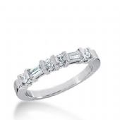 14k Gold Diamond Anniversary Wedding Ring 4 Round Brilliant Diamonds, 2 Straight Baguette Total 0.42ctw 450WR181614k